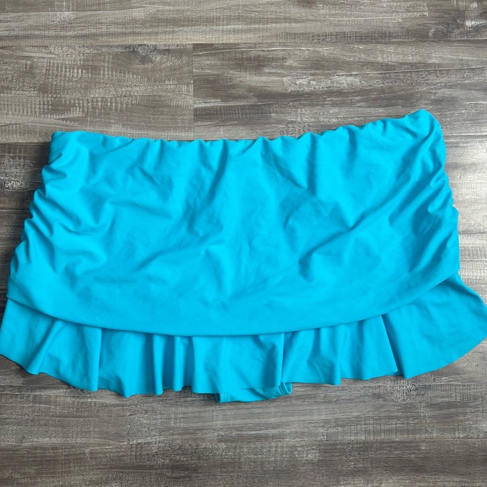 Catalina Ruched Turquoise Swim Skirt Lined with bottoms Plus Size 3X